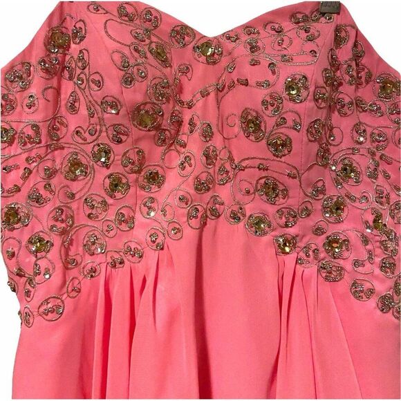 #3645 Womans Pink strapless shor prom party evening date dress Size M - Picture 10 of 11